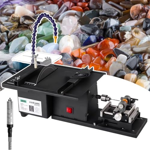 Gemstone Polishing Grinding Machine,DIY Lapidary Table Saw,Tabletop Jewellery Equipment-Support water cooling/50×25cm Large work surface,with Flex Shaft+grinding & cutting accessories