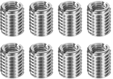 sourcing map Gewindeeinsatz, Edelstahl M12 x 1,75 männlich auf M8 x 1,25 weiblich, Reparaturmutter, 15 mm lange Gewindeadapter, Hülse, Reduziermutter, Gewinde-Reparaturschraube für Harthölzer