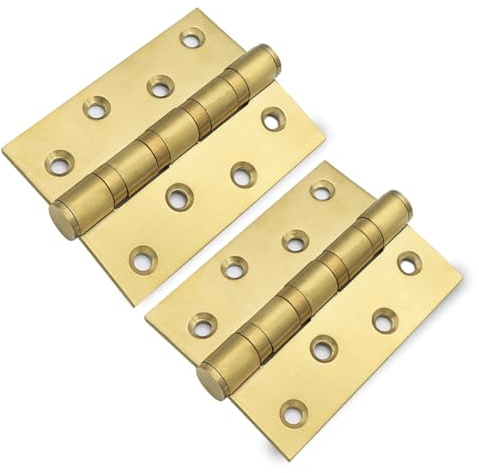 DOMIRA Ball Bearing Door Hinges – Stainless Steel Butt Hinges for Internal Wooden Doors, Polished Chrome, Screws Included – Gold - Pack of 3