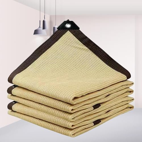 KSQP Telo Ombreggiante Occhiellato 4x5 5x10 Traspirante Vela Ombreggiante Rettangolare Tela Ombreggiante Vela Parasole 90%-95% Resistente Ai Raggi UV Copertura Serra Giardino Tetto Piscina,beige-5x5m