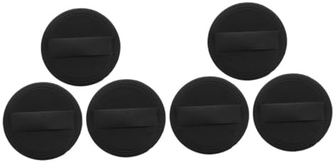 PartyKindom 6pcs Ultra-thin Face Powder Puff Set 54mm Pu Leather Makeup Foundation Applicators Black Soft Crystal Velvet Cosmetic Tools for Loose Powder and Makeup Professionals