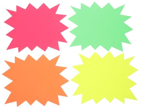 Zerodeko 40 Piezas Etiquetas Fluorescentes Forma de Explosión Etiquetas de Venta para Supermercados y Tiendas de Ropa Adhesivas para y Promociones Colores Surtidos