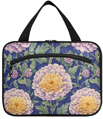 Sac de voyage vintage à suspendre avec crochet - Motif floral de dahlia coloré - Style chic et étanche - Pour homme - Pour salle de sport - Taille L