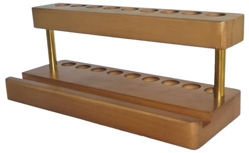 VOVCIG Multifunctional Wood Pen Holder for Desk,Fountain Pen Stand with 9 Slots and Phone Holder,for Office and Home Desk Decor