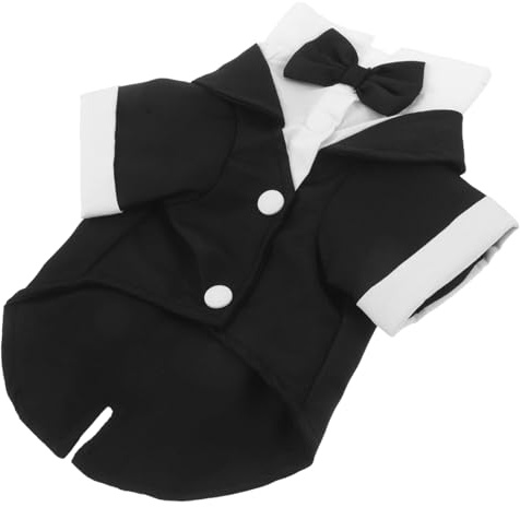 WEKAMOS Hunde Smoking Anzug mit Fliege für Kleine Hunde Festliches Haustier Hochzeit Party Outfit Bequemes Leichtes Geburtstags Feiertagskostüm Eleganter Hundebekleidung für Besondere