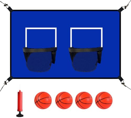 Basketballkorb für Trampolin Outdoor – Basketballnetz für Trampolin mit 2 Körben – Interaktives Ersatz-Set für Kleinkinder, Kinder, Erwachsene, Outdoor-Aktivitäten, Pool,