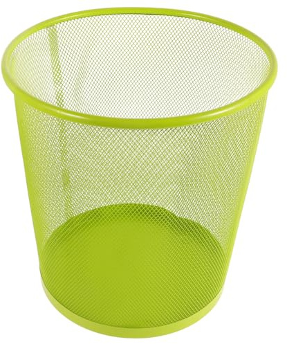 ZUNOXAZ Cesto De Basura Metálico Redondo Verde Mediano, Papelera Para Baño Sin Tapa, Rejilla De Hierro Ligero y Estable, Cesta De Oficina y Casa Multifuncional, Cubo De Basura Para Dormitorio
