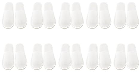 Azatemgo Hotelltofflor, 10-pack engångstofflor, vita för hem, vardagsrum, resor, evenemang – halkfria engångstofflor, EU 36–42