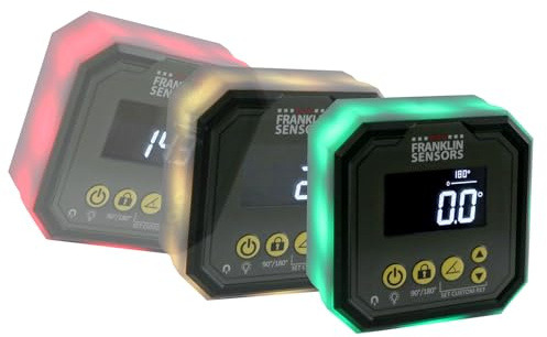 Franklin Sensors Light Cube, Digital Angle Gauge and Level, Turns Green When Level and Blue at Custom Reference Angles, Finds and Measures at 0 – 90 and 0 – 180 Degrees (No Case)