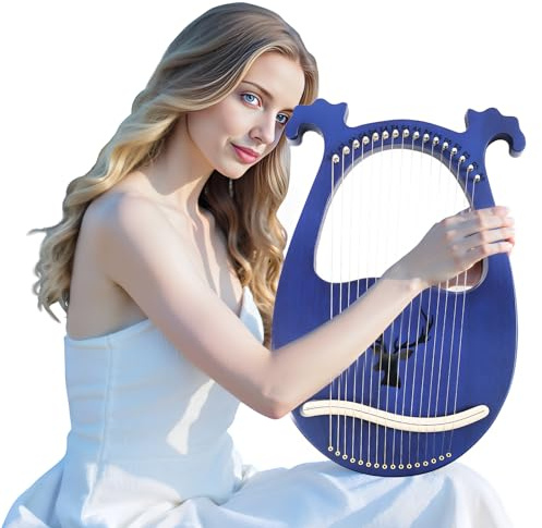 Lyre Harp 16 Saiten, tragbar, moderne Harfe mit Stimmschlüssel, für Kinder, Anfänger, Erwachsene, Gruppen (blau)