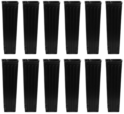 BESPORTBLE Tiefer Schmaler Kunststoff Pflanztopf mit Abflussloch 10X30cm 80 Stück Schwarz Anzuchtgefäß für Bäume Sukkulenten Blumen im Innen und Außenbereich Wiederverwendbar