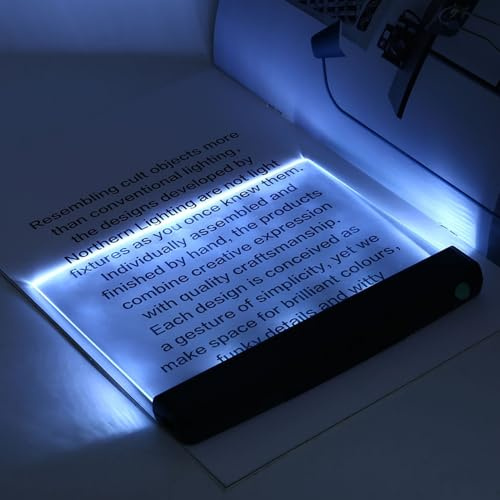 Lampada da Lettura a LED, 17x14,3x1,5cm Lampada da libro piatta, Alimentazione a Batteria, luce piatta per libri per leggere a lettoes di notte Per Leggere a lettoes, regalo divertente per lettori