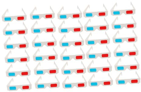 Operitacx Occhiali 3d in Cartone Anaglifi Rossi e Blu Monouso, 30 Pezzi, Dimensioni e Adulti, Leggeri e Portatili per Cinema, Viaggi e Giochi Video 3d