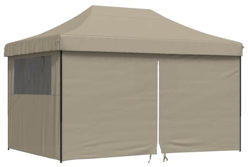 vidaXL Party Tent Folding Taupe 292 x 440 x 315 cm Oxford Fabric, Garden and Terrace, Modern Event Tent, Pop-Up Canopy, Flexible Height Shelter, Quick Set-Up Outdoor Pavilion, Steel Frame
