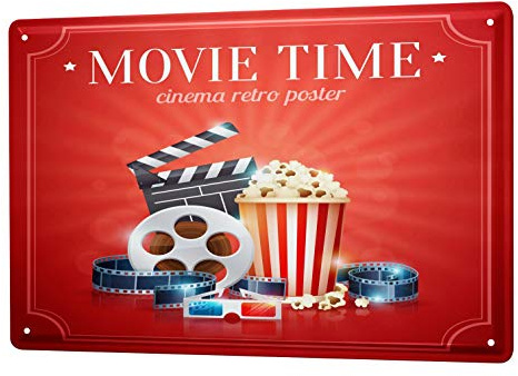 Blechschild Vintage Retro Metallschild Wandschild Blech Poster Star Popcorn Kino