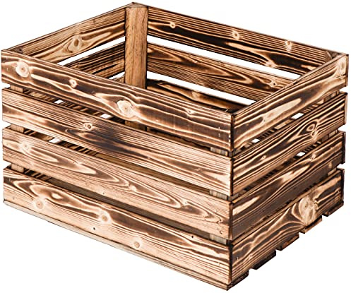 LAUBLUST Vintage Holzkiste Klein - Aufbewahrungskiste aus Holz | Geschenkkiste & Deko (Geflammt, 50 x 40 x 30 cm | XL)