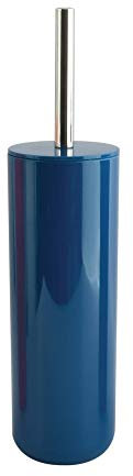 MSV Toilettenbürste Toilettenbürstenhalter Toilettenbürstenbehälter INAGUA – WC-Set aus Polystyrol Handbesen mit Stiel aus Edelstahl In Dunkelblau