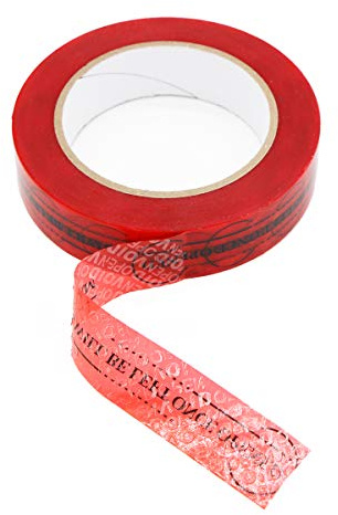 Cinta de seguridad a prueba de manipulaciones, etiquetas adhesivas de seguridad, con mensaje “Marks Will Be Left Once Opened” (2,5 cm x 50 m, deja marcas en la cinta)