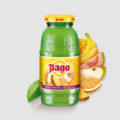 Pago - Tropical - 100% Natural Fruits and Vegan Friendly and Gluten Free 200ml (Pack of 12)