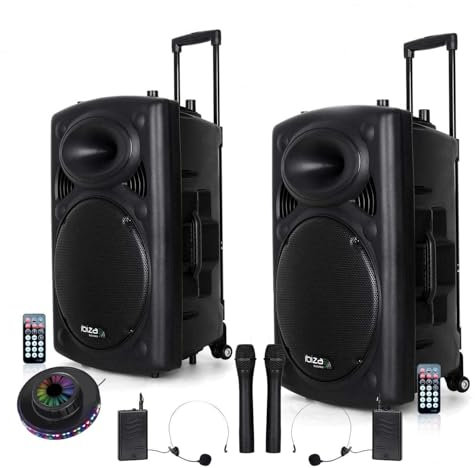 Système Actif Amplifié sur Batterie 1400W Port12 VHF Sonorisation Musiciens DJ USB Bluetooth Mobile + Lumière Festinight OVNI