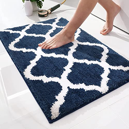 Homaxy Mikrofaser Badematte Badezimmerteppich - 40x60 cm, Marine Blau | flauschig weich, bequem&luxuriös, extrme saugfähig, rutschfeste rückseite, maschinenwaschbar&trocken, vielseitig einsetzbar