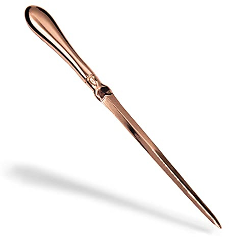 Uncommon Desks Rose Gold Letter Opener Knife - Smooth Metal Plated Envelope Opener - Ergonomic Rounded Handle for Comfort - Home and Office Mail Supplies - 1 Pack