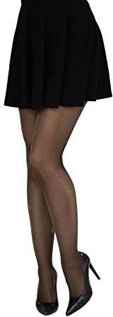 LORES Glittertights för kvinnor halvgenomskinliga glänsande strumpor glittrande sexiga underkläder Lurex strumpbyxor [Tillverkad i Italien], Nero Oro, M