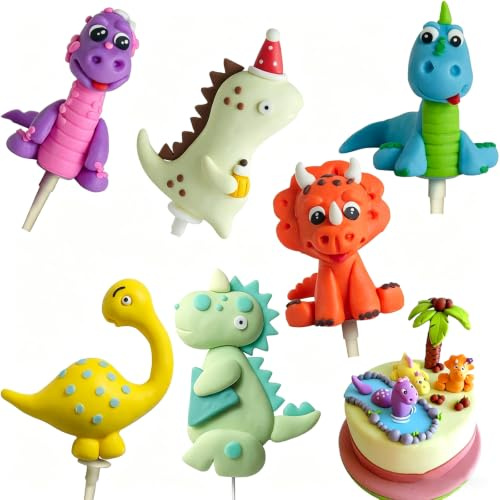 6-teilige Dinosaurier Kuchen Dekoration - Dinosaurier Cake Topper & Kuchenaufsatz Für Mädchen & Jungen Geburtstag Party Dekoration Dino Kuchen Deko Cake Topper Geburtstag Dinosaurier Figuren
