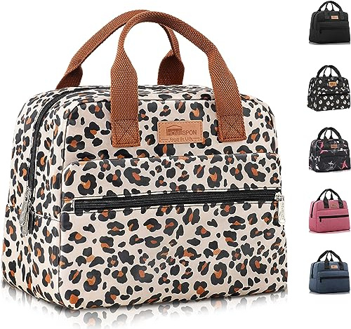 HOMESPON Insulated Lunch Bag for Women Men Adult Ladies Cool Bag Large Capacity Lunch Box Tote Bag for Work Picnic or Travel(Leopard)