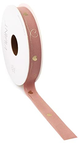 Vivant Geschenkband Schleifenband Dekoband Herzen rosa 5m x 15mm - (Hochzeit, Verlobung, Geburtstag, Jugendweihe, Einschulung, Jubiläum, Herzen, Jugendweihe, besonderer Anlass, elegant, hochwertig)