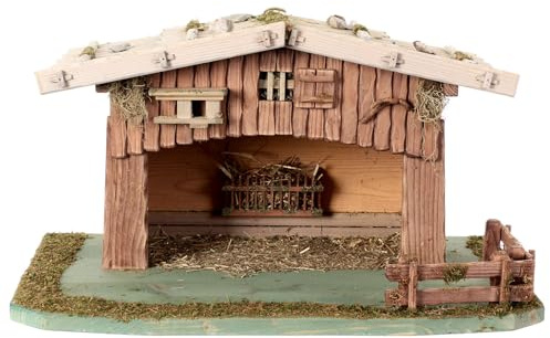 Holyart Cabane étable Style Nordique 30x50x35 cm Bois crèche 12-14 cm