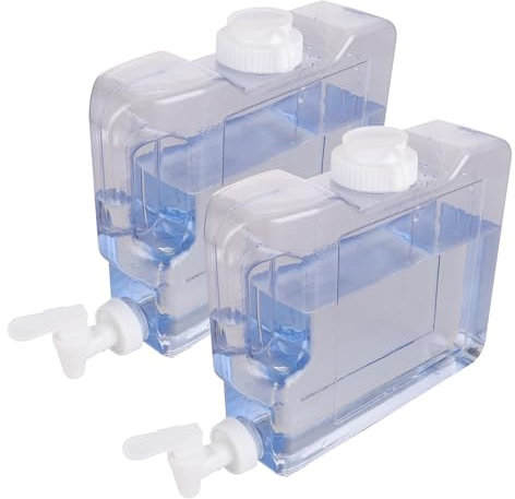 VIDETOL 3L Fridge Water Dispenser with Tap, 2 Pack Reusable PETG Plastic Drink Dispenser, Desktop Water Dispensers for Office, Beaches, Camping and Home