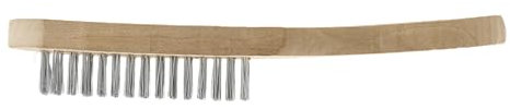 HÖGERT TECHNIK Brosse métallique 4x15 - Brosse en acier avec manche en bois - 250 mm - Pour dérouiller, nettoyer et préparer - 4 rangées - Pour soudures, métal, peinture, atelier