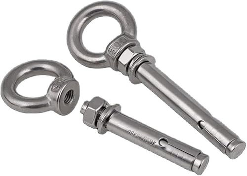 Dehnbolzen, Betonschrauben, Wandankerbolzen, Dehnschraubenhaken aus Edelstahl 304, Ringschraube, Dehnbolzenschlaufe, Schaukelhaken M6 M8 M10-M20 (1 Stück) (Länge: 50 mm, Größe: M10) (Farbe: 1 (Farbe