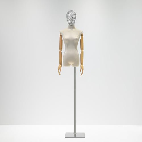 Rozhuhro Schneiderpuppe, Weiblich Schaufensterpuppe, Schaufensterpuppe, Zerlegbare Puppe, Deko Mannequin, Schneiderbüste kleiderpuppe Büste Torso,Weiß,B1