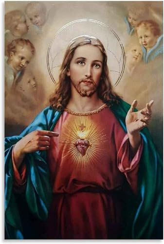 cgltd Arte della tela Sacro Cuore di Gesù Credenze Religiose Poster Tela Dipinti Decorativi Decorazione Murale Sala Pittura Non incorniciato 40x60cm