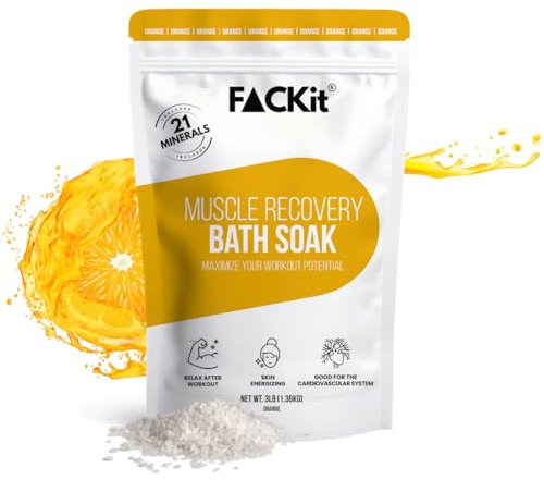 FACKit Recovery Bath Soak: Muskelregenerations-Badesalz - 21 Mineralien, Ätherische Öle & Heilende Salze für rasche Regeneration nach dem Training (Orange, 1,36kg)