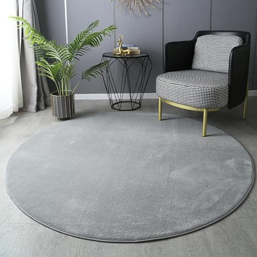 SK Studio Alfombras Salón Redonda Pelo Corto Alfombra Habitación Dormitorio Lavables Alfombra Antideslizante Muy Suave para salón o Dormitorio Gris, 80cm