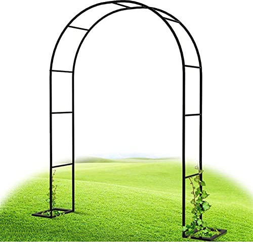 Arche Jardin Aluminium Largeur, Arche À Rosiers Métal, Filet À Plantes Grimpantes, Filet de Treillis, pour Récolte de Concombres, Légume, Vignes, Plantes Grimpantes,Noir,280x220x40CM