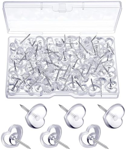 LICHENGTAI 200 Stück Pinnnadeln Transparent Herzform Push Pins Dekorative Stecknadeln Reißzwecke Reißbrettstifte Heftzwecken mit Aufbewahrungsbox für DIY Bulletin Board Korkplatten Landkarten Fotos