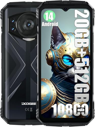 DOOGEE S118 Smartphone ohne Vertrag, Helio G99 Octa Core 20GB + 512GB, 10800mAh Akku / 33W, Robustes 4G, 50MP Kamera (12MP Infrarot) + 8MP + 32MP, Android 14 6.58 Zoll, Fingerabdruck Rot
