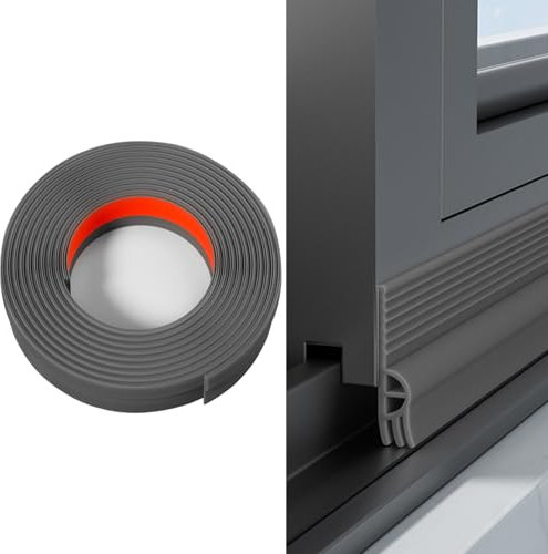 Veki Joint Fenetre Isolation Thermique et Phonique Autocollante, Bande d'Etanchéité pour Fenetre Anti Froid, Bande de Joint Fenetres Coulissante pour Isoler du Bruit, Anti-intempéries (Gris, 2m)