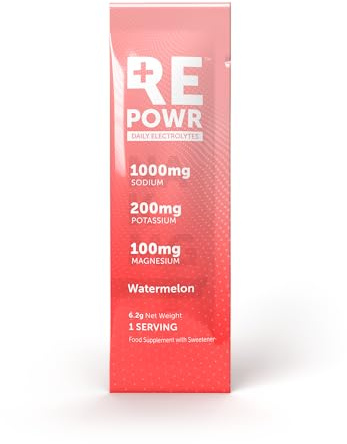 REPOWR Watermelon 30's - Clean Electrolytes Sachets Made with Natural Desert Salt | 1000mg Sodium. 200mg Potassium. 100mg Magnesium | Sugar Free. No Calories | Vegan, Keto and Fasting Friendly
