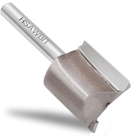 hsawbit Fresa dritta a 2 taglienti con gambo da 1/4, diametro di taglio 19 mm e lunghezza di taglio 30 mm, punta per fresa per taglio a filo per la lavorazione del legno
