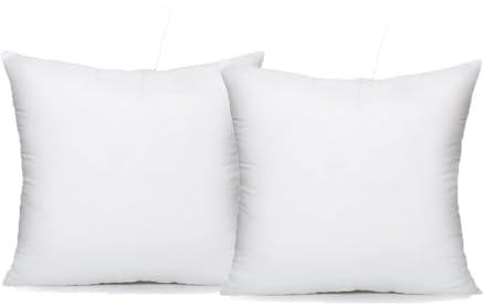 1BB Linens Cushion Inner Pads (Pack of 2), 40 x 40 cm (16 x 16 inches) / Quick Rebound Fluffy White Cushion Inner/White polyster square Cushions MADE IN UK