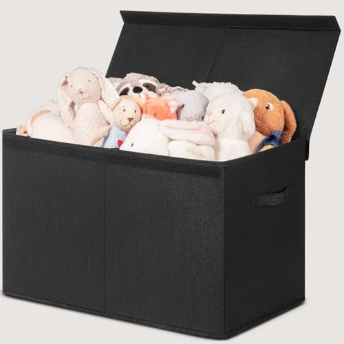 INDRESSME 85L Large Toy Storage Box, Lid & Dividers, Black