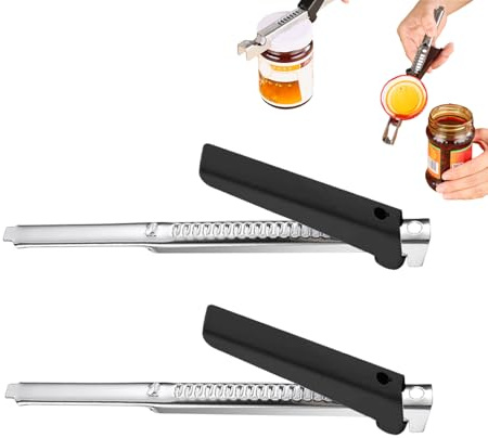 2Pcs Jar Opener,Bottle Opener and Ring Pull Can Opener,Effortless Arthritis Jar Opener Jar Openers Jar Openers for Arthritis Hands,Multifunctional Lid Opener for Weak Hands Seniors(Black)