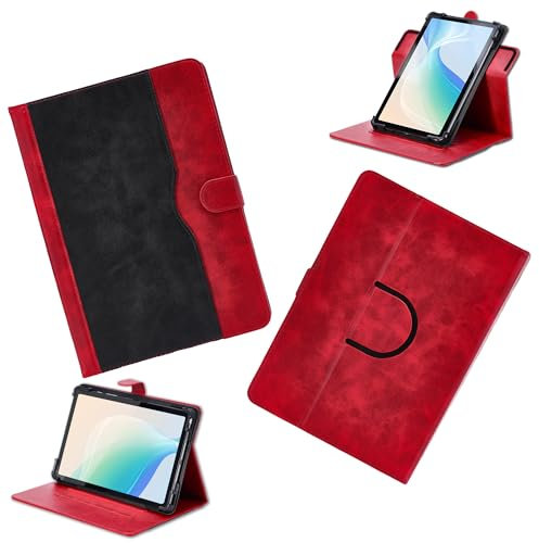 Coque pour Wortmann Terra Pad 1262 Tablette Coque Etui Case Rotation à 360 degrés Angles de Vue Multiples Socle en Cuir PU Folio Cover Rouge