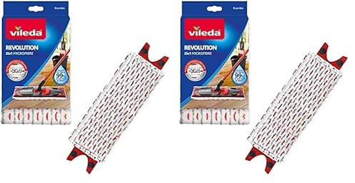 Vileda Revolution Panno Ricambio | Confezione da 2 | Adatto per Revolution e Revolution Turbo | per tutti i tipi di pavimento | Rimuove oltre il 99% di batteri solo con acqua.