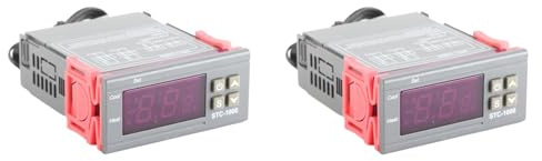 Walfront 2PCS Digitaler Temperaturregler Kühlung Heizung Thermostat Sensor STC-1000 ABS-Gehäuse Akustischer Optischer Alarm -50~110℃ Bereich Zur Temperaturmesssteuerung